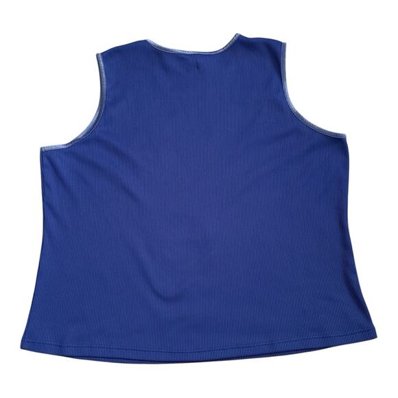 ALIA Womens Plus Size 3X Blue Polyester Rib Sleeveless Stretch Tank Top Shirt - Picture 2 of 4